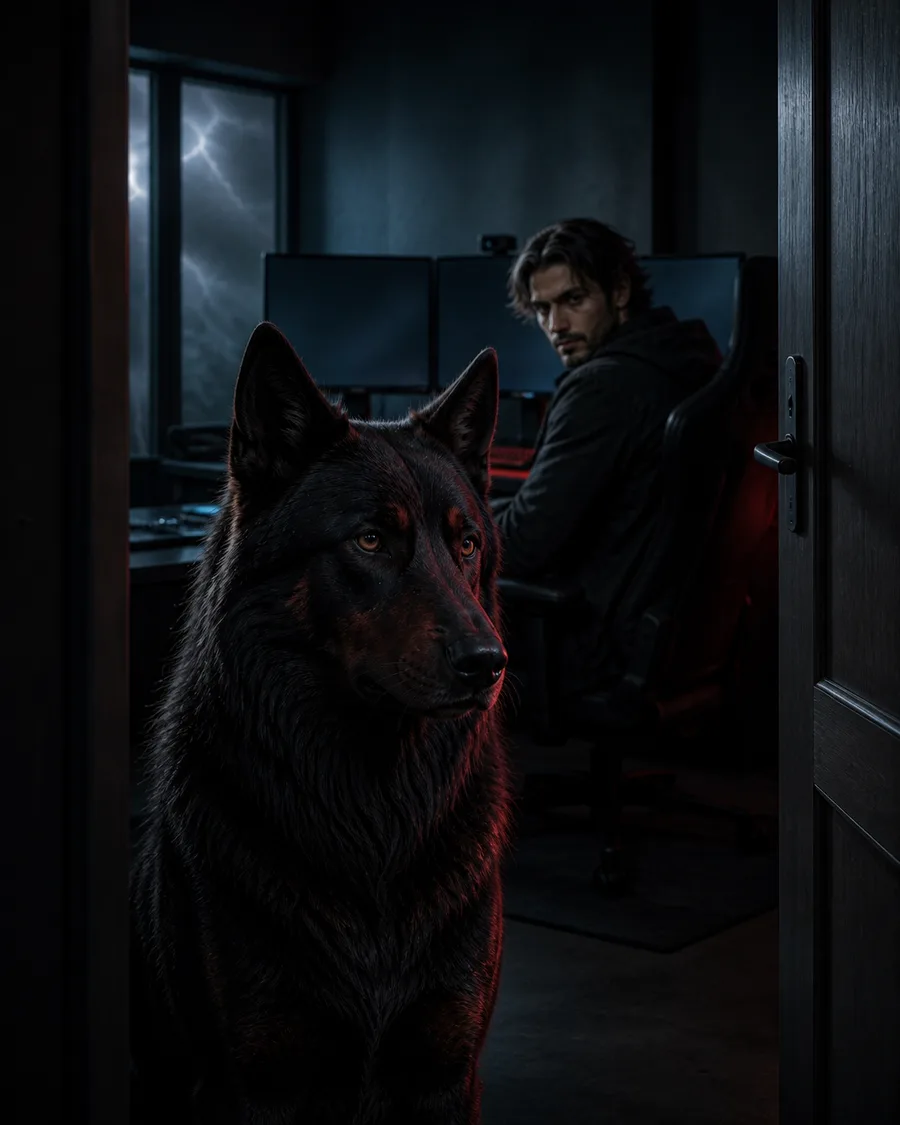 Odin, Fenrir's wolf-dog companion